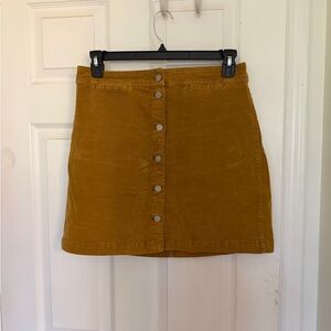 J. Crew Mustard Button-Front Corduroy Mini Skirt